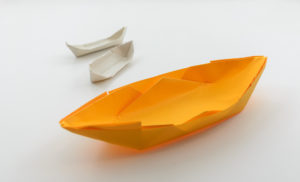 Origami ship and canoes